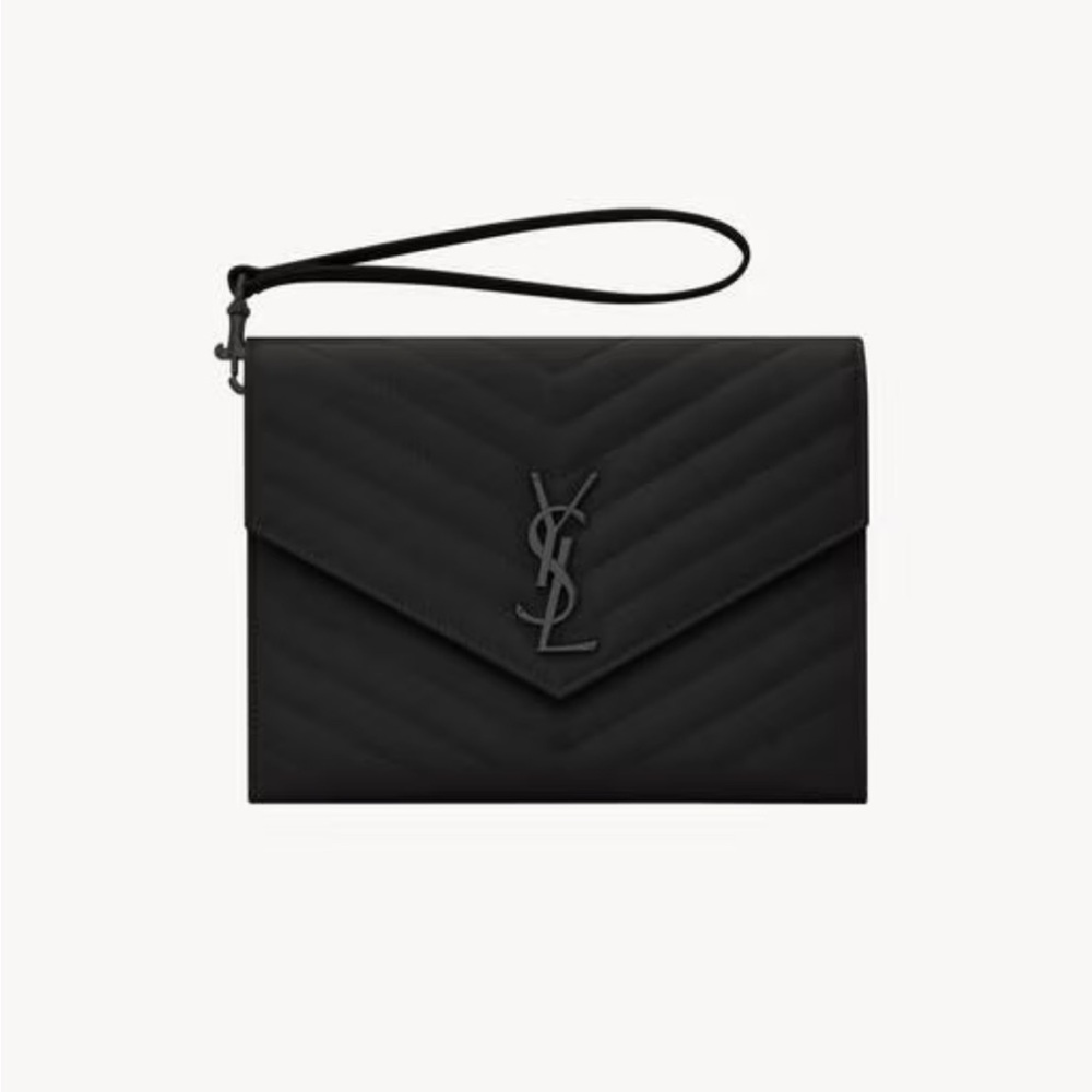 YSL Black Quilted Wristlet